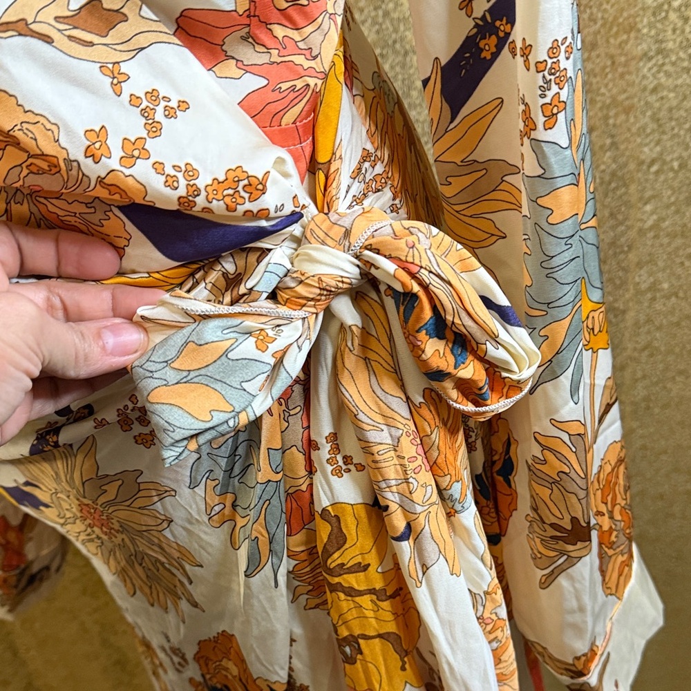 Blush Floral Long Sleeve Wrap Dress - Picture 2 of 11